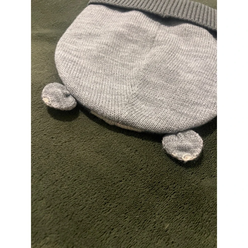 Woodland Badger Knit Beanie Hat Mini Boden Kids Small Gray Cream